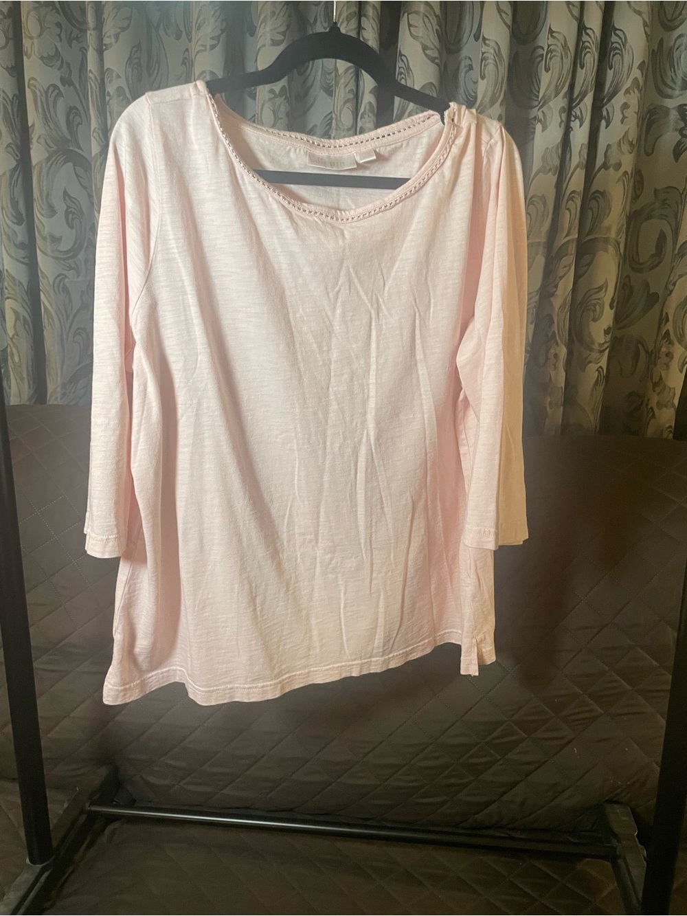 Belle by Kim Gravel Soft Pink Long Sleeve Scoop Neck Top- New without tags